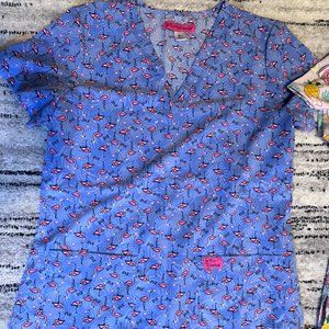 Betty Johnson Flamingo Scrub Top